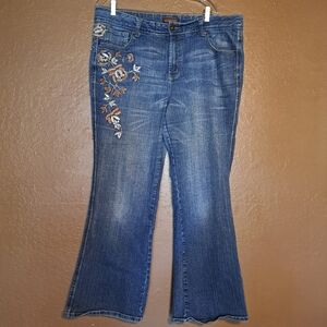 Embroidered Blue Jeans For Women Size  20